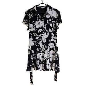 Dynamite Floral Button-Down Shirt Dress with Tie-Waist